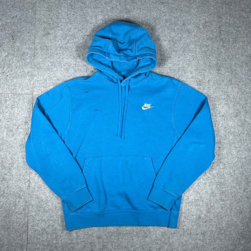 Nike Hoodie Mens S Blue Sportswear Club Fleece Pullover BV2654-435 Athleisure